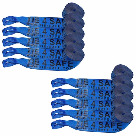 Tie 4 Safe 4 x 30' Winch Straps w/ Loop End WLL- 5,400 lbs, PK10 TWS44-30-BU-10